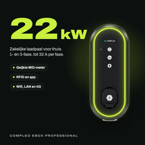 Compleo eBOX Professional laadpaal 22 kW met MID-meter, RFID en 4G