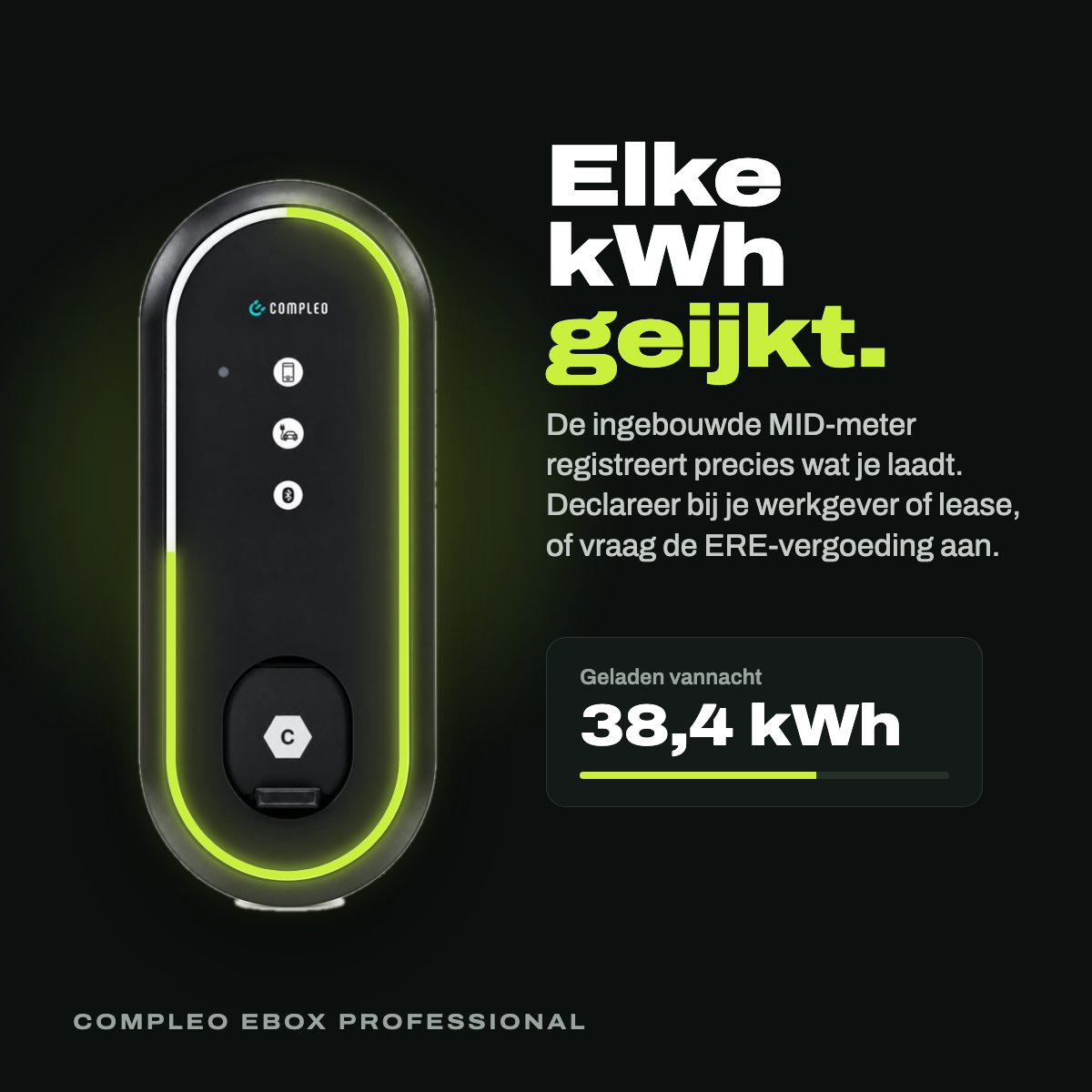 Compleo eBOX Professional laadpaal 22 kW met MID-meter, RFID en 4G