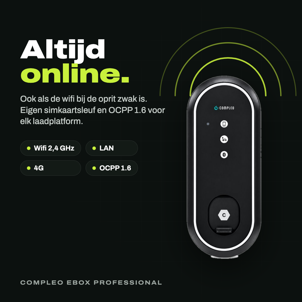 Compleo eBOX Professional laadpaal 22 kW met MID-meter, RFID en 4G